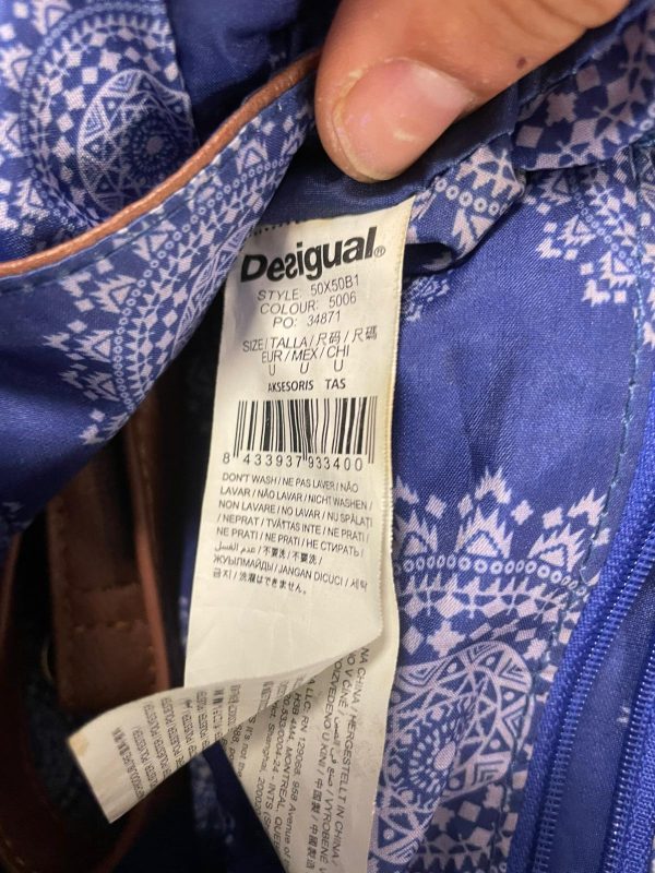 Bolso Desigual Color Azul Tejido Algodon Ref 10477